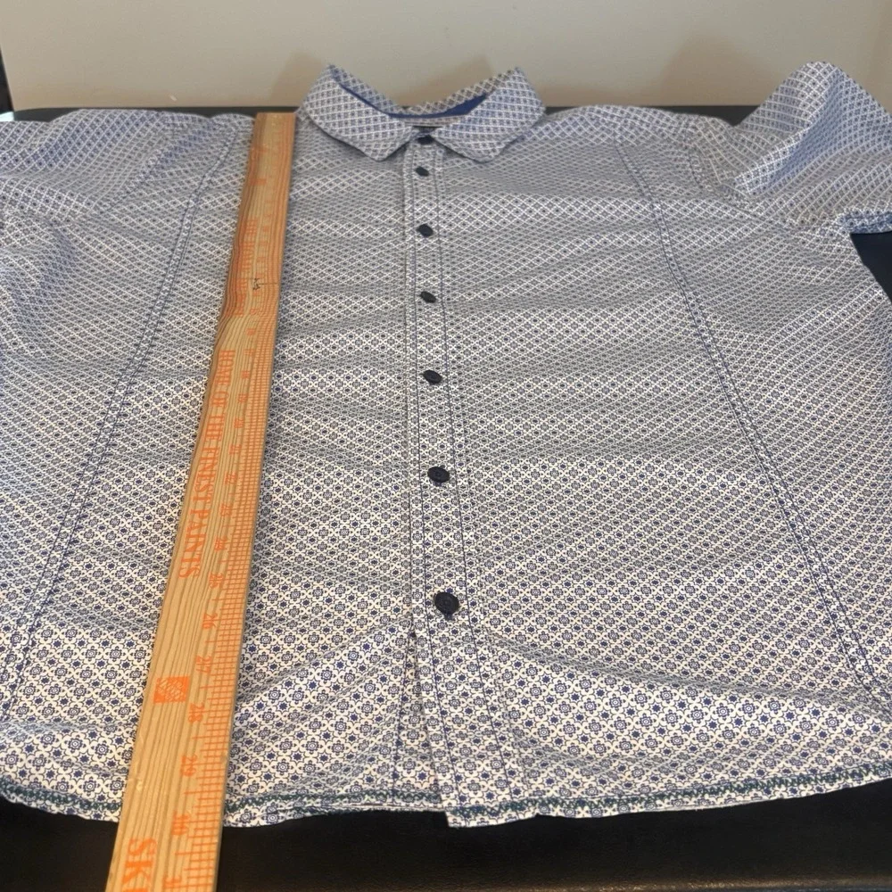 prAna‎ Organic cotton Lukas Poplin Slim Fit Geometric print Long Sleeve Shirt XL
